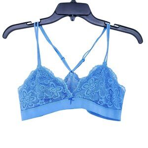 Aerie Bralette Blue Floral Lace Size Small